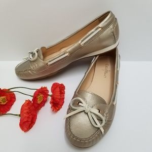 NWT Cole Haan White Gold Leather Boat Shoe 7.5 B
